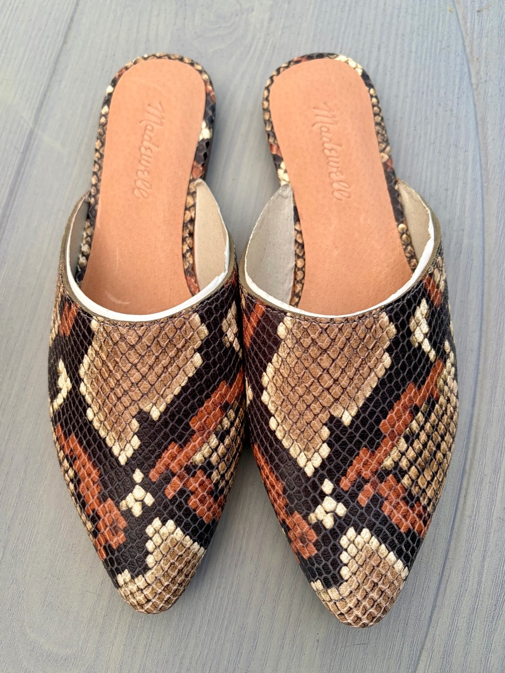 Madewell Remi Mule Snake Embossed Leather Spiced Cider NIB 6.5